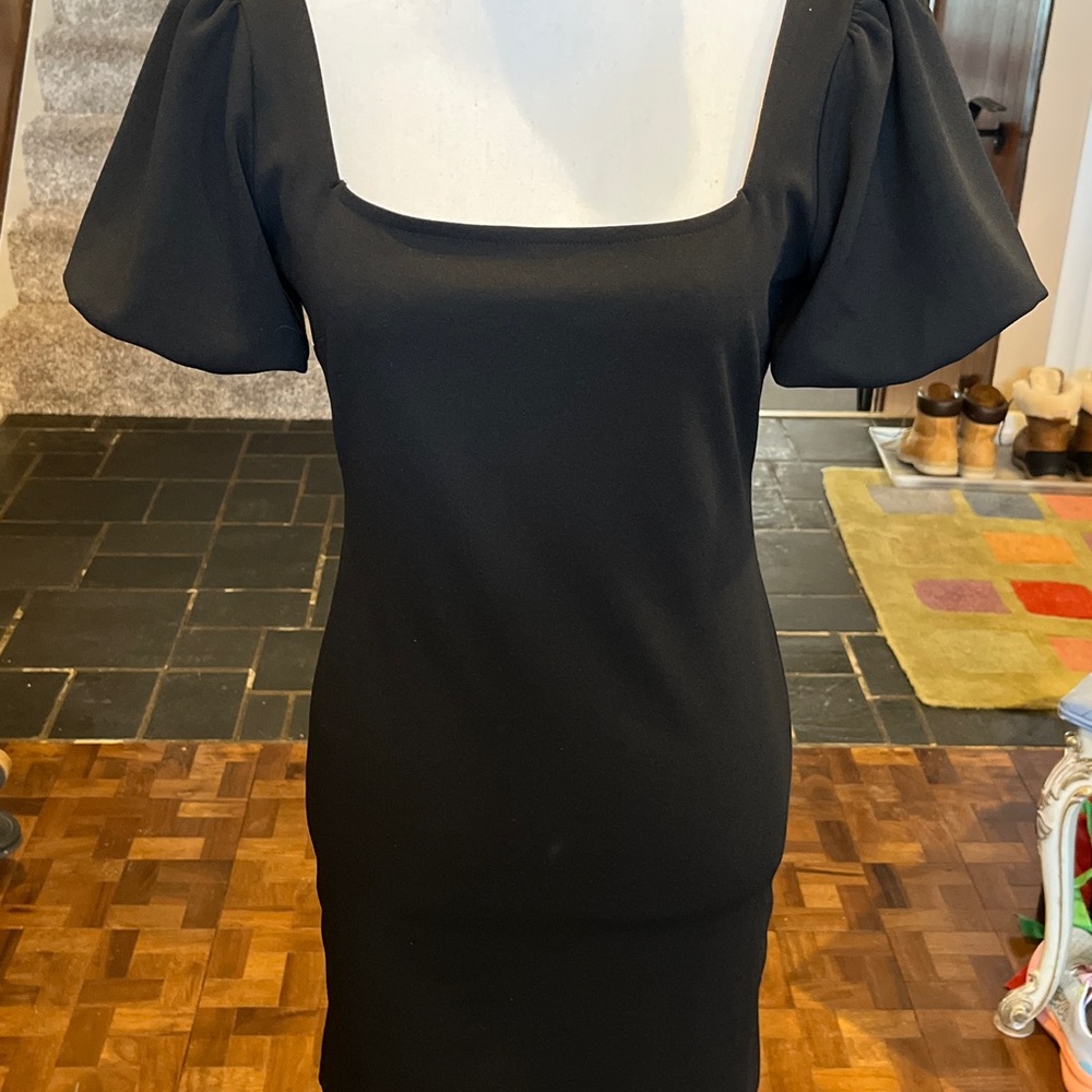 Forever 21 Black Mini Dress with Puff Sleeves